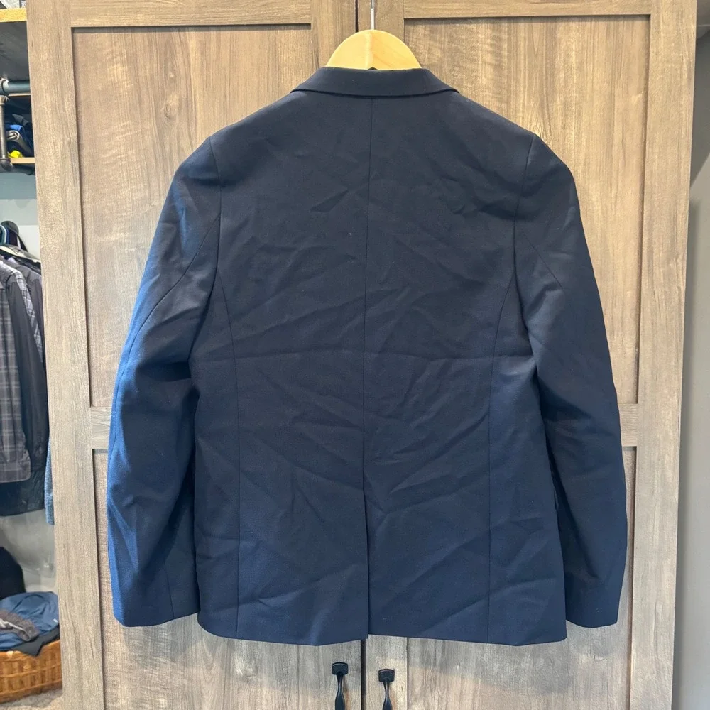 Nordstrom Boys Navy Blue Wool Blend Blazer Jacket Size 14 Formal Sport Coat